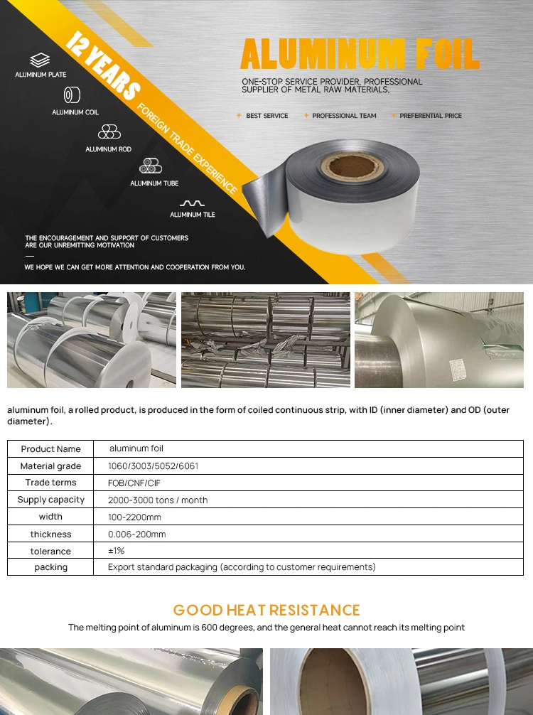Good Quality Spot Industrial Aluminum Foil 1050 1060 1100 3003 Insulation Materials Aluminum Foil